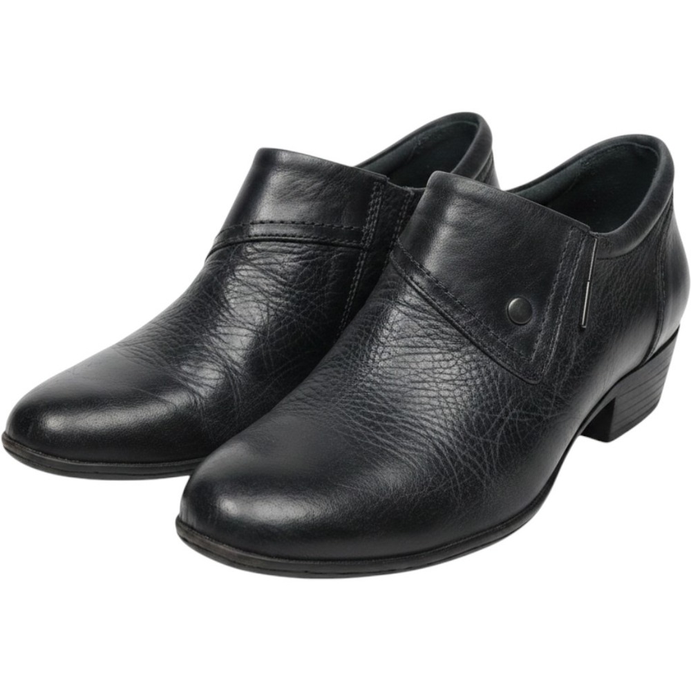 Born Tanya Boots Womens 7.5 M Ankle Bootie Casual‎ Side Zip Cone Heels Black